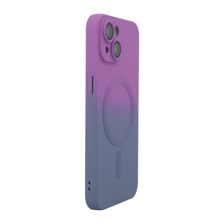 For iPhone 15 Plus ENKAY Hat-Prince MagSafe Rainbow Gradient Silicone Phone Case with Lens Film(Purple Blue) - HoMEdemic™ 