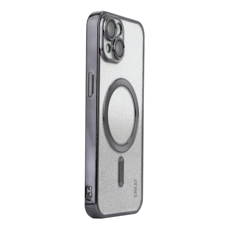 For iPhone 14 ENKAY Hat-Prince Magnetic Glitter Plated Shockproof Phone Case with Lens Film(Black) - HoMEdemic™ 