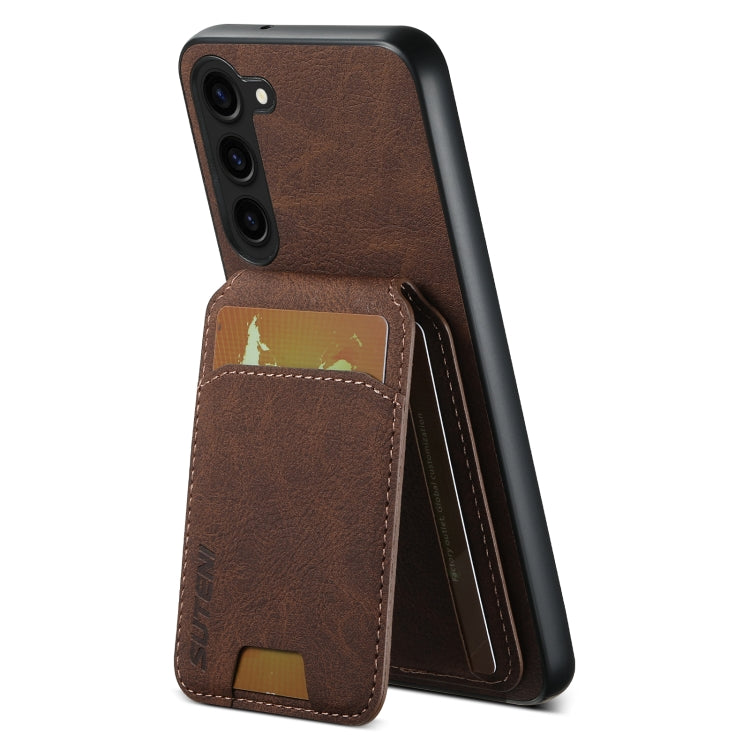 For Samsung Galaxy S23+ 5G Suteni H02 Litchi Leather Card Wallet Stand Back Phone Case(Brown) - HoMEdemic™ 