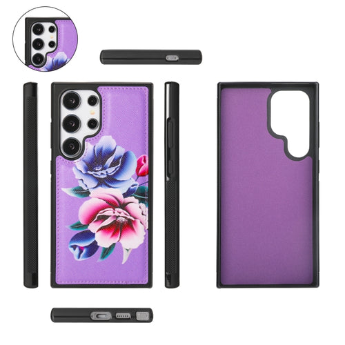 For Samsung Galaxy S24 Ultra 5G Flower Multi-functional Crossbody Zipper Wallet Leather Phone Case(Purple) - HoMEdemic™ 