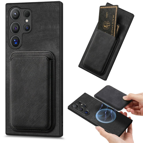 For Samsung Galaxy S24 Ultra 5G Retro Leather Card Bag Magnetic Phone Case(Black) - HoMEdemic™ 