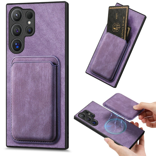 For Samsung Galaxy S24 Ultra 5G Retro Leather Card Bag Magnetic Phone Case(Purple) - HoMEdemic™ 