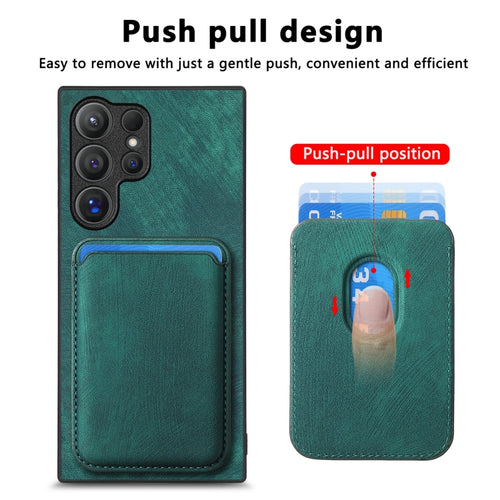 For Samsung Galaxy S24 Ultra 5G Retro Leather Card Bag Magnetic Phone Case(Green) - HoMEdemic™ 