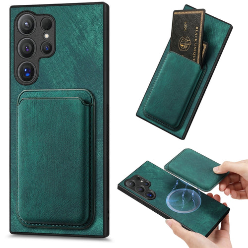 For Samsung Galaxy S24 Ultra 5G Retro Leather Card Bag Magnetic Phone Case(Green) - HoMEdemic™ 