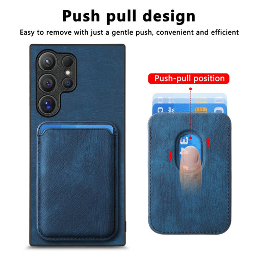 For Samsung Galaxy S24 Ultra 5G Retro Leather Card Bag Magnetic Phone Case(Blue) - HoMEdemic™ 