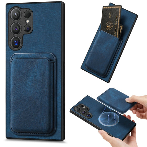 For Samsung Galaxy S24 Ultra 5G Retro Leather Card Bag Magnetic Phone Case(Blue) - HoMEdemic™ 