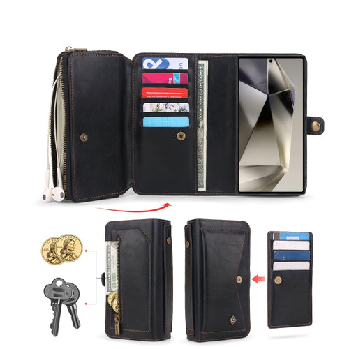 For Samsung Galaxy S24 Ultra 5G Multi-functional Zipper Wallet Leather Phone Case(Black) - HoMEdemic™ 