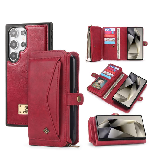 For Samsung Galaxy S24 Ultra 5G Multi-functional Zipper Wallet Leather Phone Case(Red) - HoMEdemic™ 