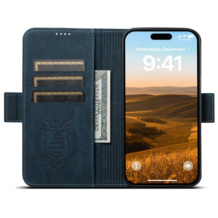 For iPhone 12 / 12 Pro SUTENI J07 Multifunctional Horizontal Flip Magsafe Leather Phone Case(Blue) - HoMEdemic™ 