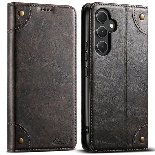 For Samsug Galaxy S24 Ultra 5G Suteni Baroque Calf Texture Buckle Wallet Leather Phone Case(Black) - HoMEdemic™ 