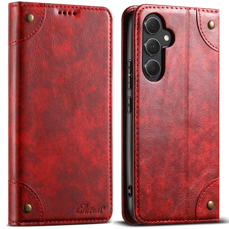For Samsung Galaxy S23+ 5G Suteni Baroque Calf Texture Buckle Wallet Leather Phone Case(Red) - HoMEdemic™ 