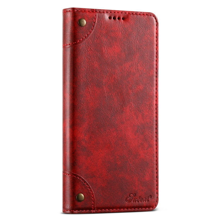 For Samsung Galaxy S23+ 5G Suteni Baroque Calf Texture Buckle Wallet Leather Phone Case(Red) - HoMEdemic™ 