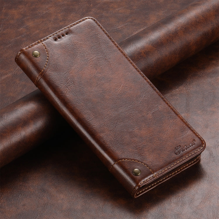 For Samsung Galaxy S23+ 5G Suteni Baroque Calf Texture Buckle Wallet Leather Phone Case(Khaki) - HoMEdemic™ 