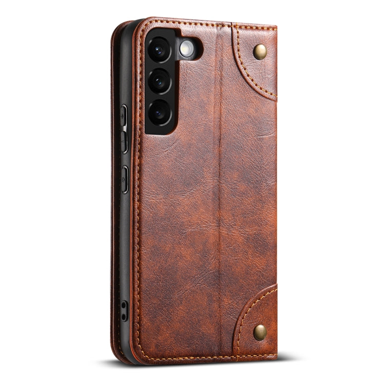 For Samsung Galaxy S23+ 5G Suteni Baroque Calf Texture Buckle Wallet Leather Phone Case(Khaki) - HoMEdemic™ 