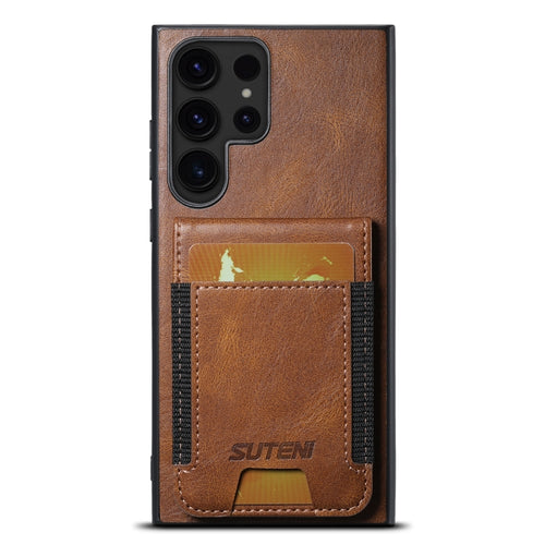 For Samsung Galaxy S24 Ultra 5G Suteni H03 Oil Wax Leather Wallet Stand Back Phone Case(Brown) - HoMEdemic™ 