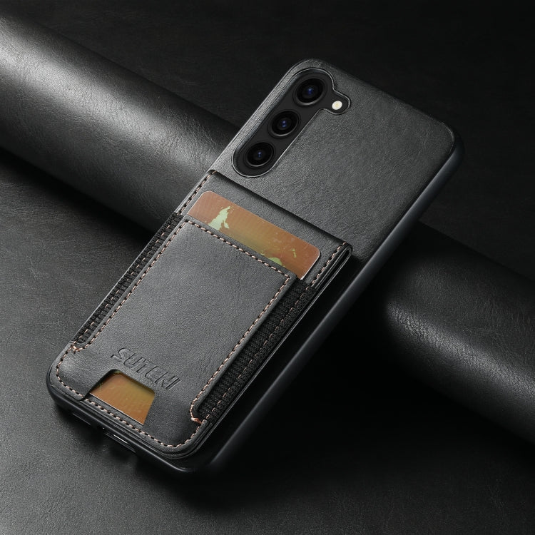 For Samsung Galaxy S23+ 5G Suteni H03 Oil Wax Leather Wallet Stand Back Phone Case(Black) - HoMEdemic™ 