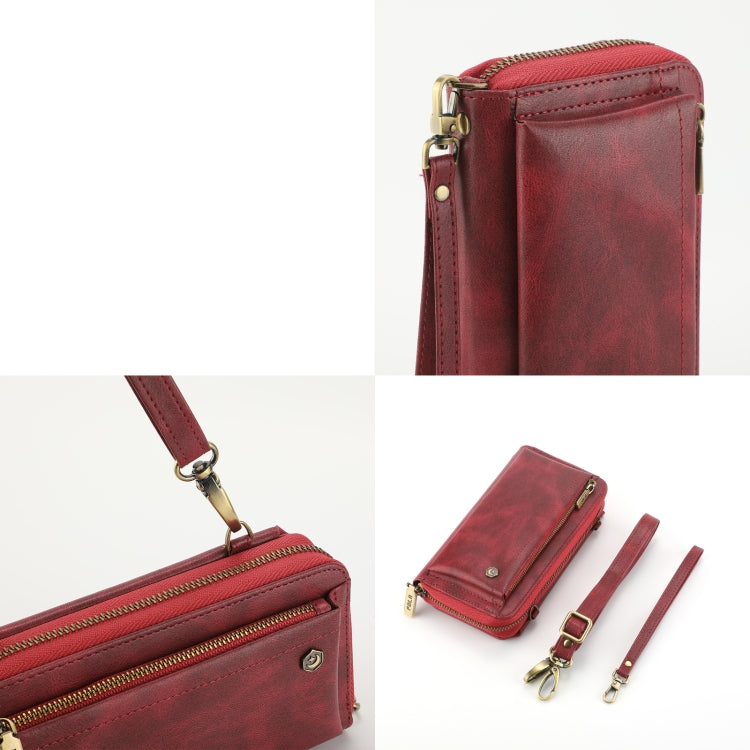 For Samsung Galaxy S24 5G Crossbody Multi-functional Zipper Wallet Leather Phone Case(Red) - HoMEdemic™ 