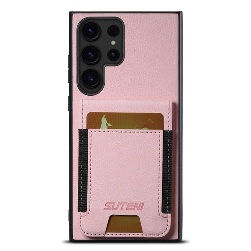 For Samsuny Galaxy S24 Ultrra 5G Suteni H03 Litchi Leather Card Bag Stand Back Phone Case(Pink) - HoMEdemic™ 