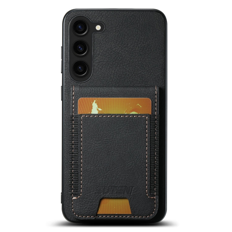 For Samsuny Galaxy S23+ 5G Suteni H03 Litchi Leather Card Bag Stand Back Phone Case(Black) - HoMEdemic™ 