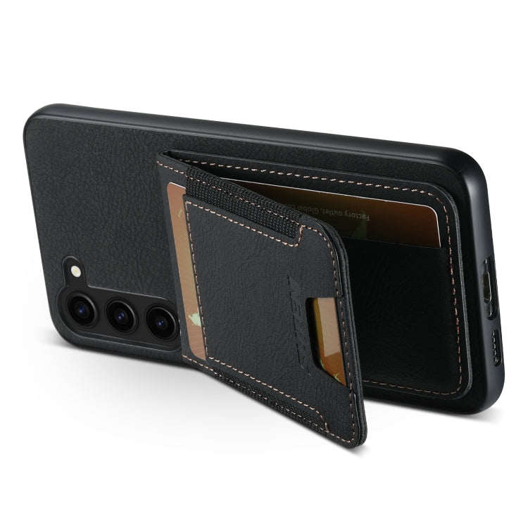 For Samsuny Galaxy S23+ 5G Suteni H03 Litchi Leather Card Bag Stand Back Phone Case(Black) - HoMEdemic™ 