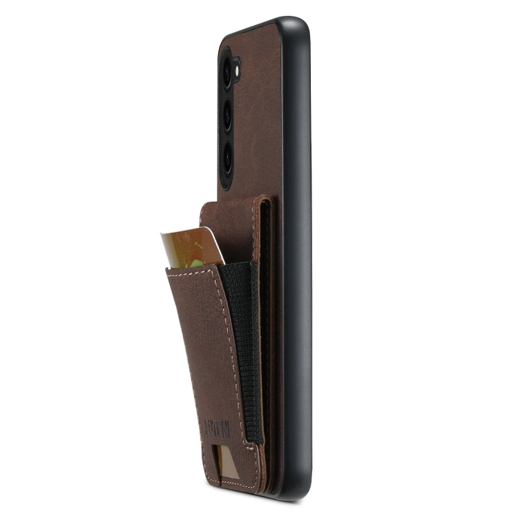 For Samsuny Galaxy S23+ 5G Suteni H03 Litchi Leather Card Bag Stand Back Phone Case(Brown) - HoMEdemic™ 