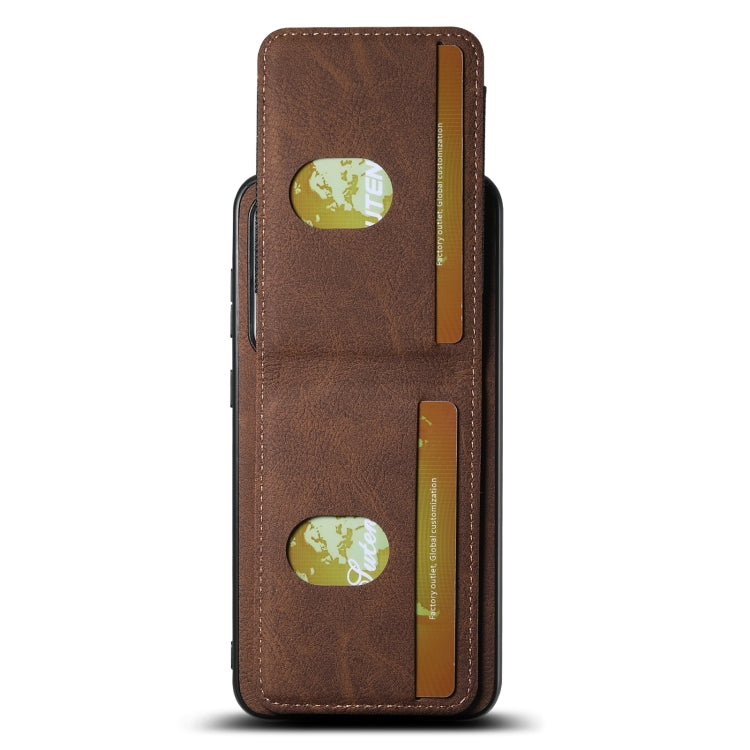For Samsuny Galaxy S23+ 5G Suteni H03 Litchi Leather Card Bag Stand Back Phone Case(Brown) - HoMEdemic™ 