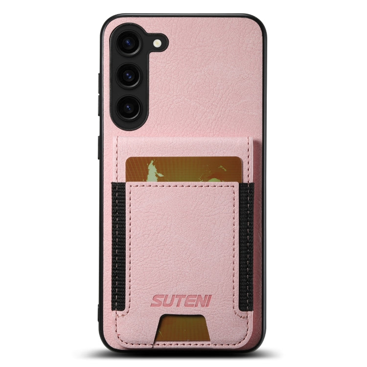 For Samsuny Galaxy S23+ 5G Suteni H03 Litchi Leather Card Bag Stand Back Phone Case(Pink) - HoMEdemic™ 
