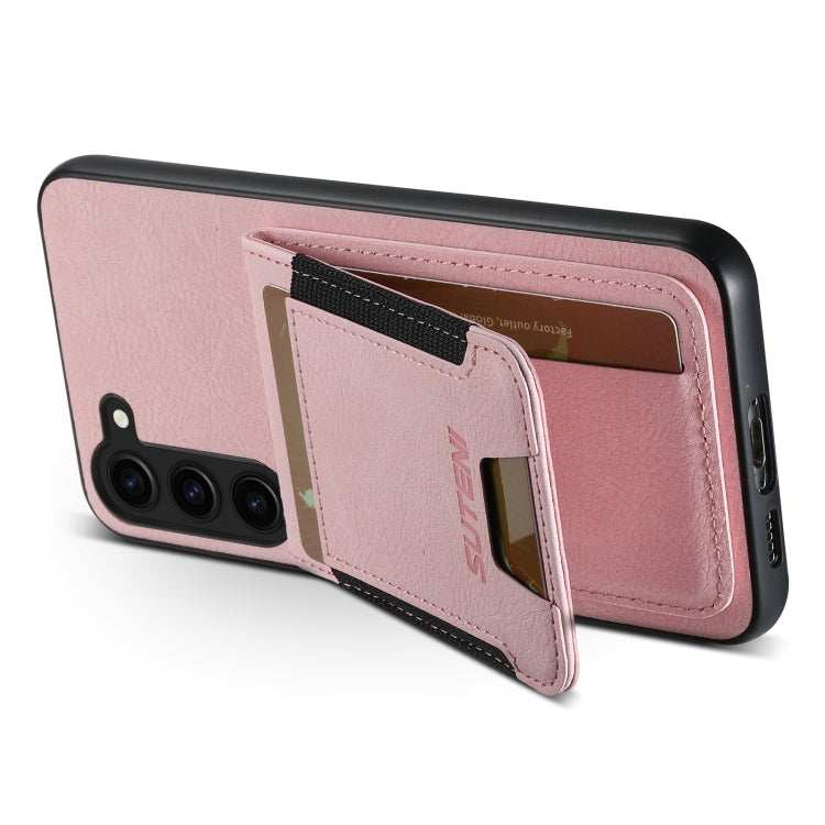 For Samsuny Galaxy S23+ 5G Suteni H03 Litchi Leather Card Bag Stand Back Phone Case(Pink) - HoMEdemic™ 