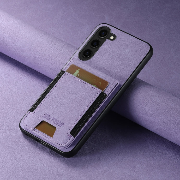 For Samsuny Galaxy S23+ 5G Suteni H03 Litchi Leather Card Bag Stand Back Phone Case(Purple) - HoMEdemic™ 
