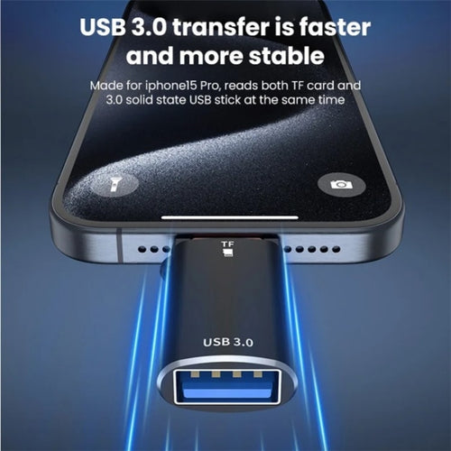 JS-72 USB Drive 2 in 1 Card Reader High-Speed USB 3.0 Converter USB-C/Type-C OTG Adapter(Black) - HoMEdemic™ 