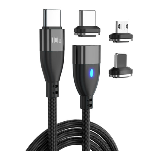 ENKAY 3 in 1 PD100W Type-C to Type-C / 8 Pin / Micro USB Magnetic Fast Charging Cable, Cable Length:1m(Black) - HoMEdemic™ 