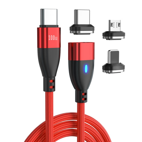 ENKAY 3 in 1 PD100W Type-C to Type-C / 8 Pin / Micro USB Magnetic Fast Charging Cable, Cable Length:1m(Red) - HoMEdemic™ 