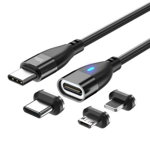 ENKAY 3 in 1 PD100W Type-C to Type-C / 8 Pin / Micro USB Magnetic Fast Charging Cable, Cable Length:1.8m(Black) - HoMEdemic™ 