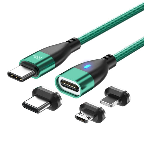 ENKAY 3 in 1 PD100W Type-C to Type-C / 8 Pin / Micro USB Magnetic Fast Charging Cable, Cable Length:1.8m(Green) - HoMEdemic™ 