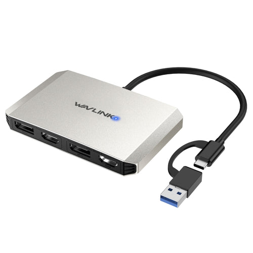 WAVLINK WL-UG69DH2 Dual Monitor USB+Type-C to Dual 4K HD DisplayPort Adapter Splitter(Silver) - HoMEdemic™ 