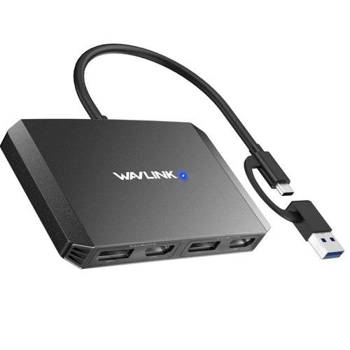 WAVLINK WL-UG69DH2 Dual Monitor USB+Type-C to Dual 4K HD DisplayPort Adapter Splitter(Black) - HoMEdemic™ 