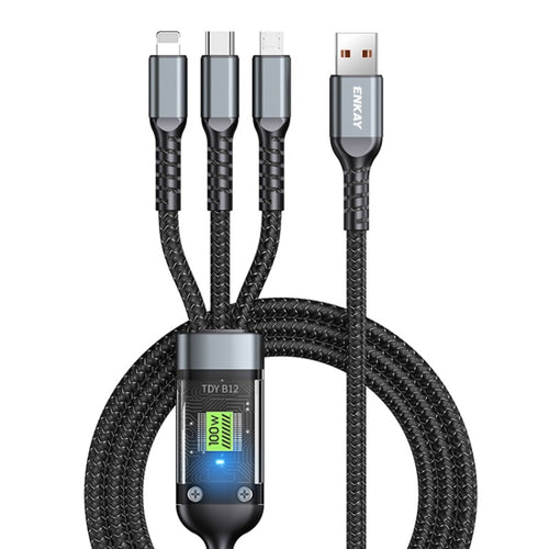 ENKAY 3-in-1 5A USB to Type-C / 8 Pin / Micro USB Fast Charging Cable with Indicator Light, Length: 1.2m - HoMEdemic™ 