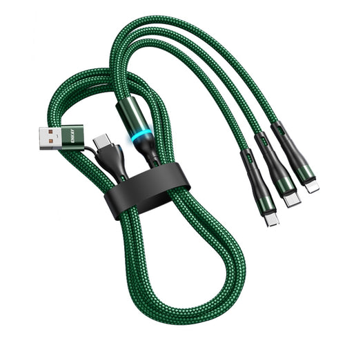 ENKAY 6-in-1 5A USB + Type-C to Type-C / 8 Pin / Micro USB Multifunction Fast Charging Cable, Cable Length:1.3m(Green) - HoMEdemic™ 