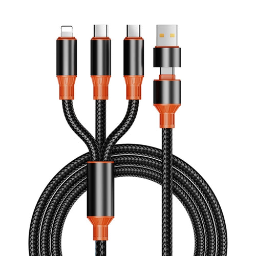 ENKAY 6-in-1 5A USB + Type-C to Type-C / 8 Pin / Micro USB Multifunction Fast Charging Cable, Length:1.2m(Black Orange) - HoMEdemic™ 