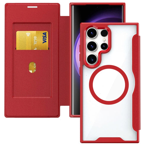 For Samsung Galaxy S24 Ultra 5G MagSafe RFID Blocking Adsorption Flip Leather Phone Case(Red) - HoMEdemic™ 