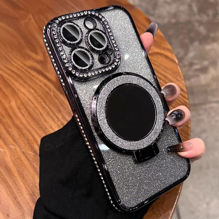 For iPhone 15 Pro Max Rhinestone Mirror Glitter MagSafe TPU Phone Case(Black) - HoMEdemic™ 