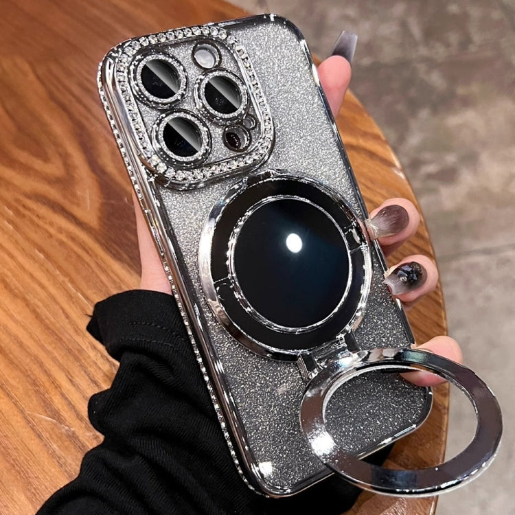 For iPhone 15 Pro Max Rhinestone Mirror Glitter MagSafe TPU Phone Case(Space Silver) - HoMEdemic™ 