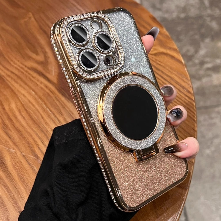 For iPhone 15 Pro Max Rhinestone Mirror Glitter MagSafe TPU Phone Case(Champagne Gold) - HoMEdemic™ 