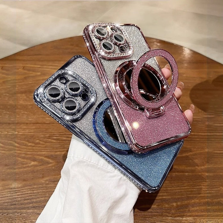 For iPhone 15 Pro Max Rhinestone Mirror Glitter MagSafe TPU Phone Case(Night Purple) - HoMEdemic™ 