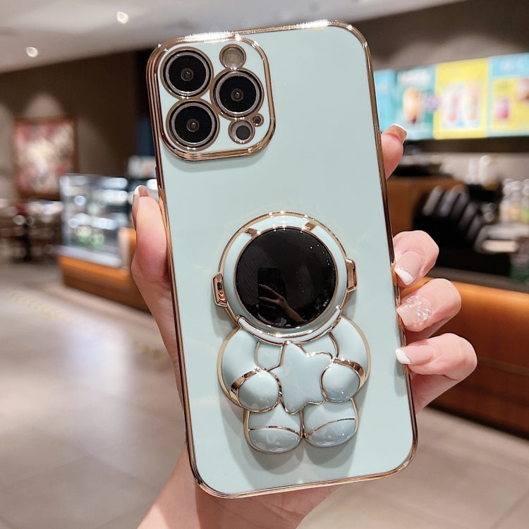 For iPhone 15 Pro Embrace Stars Electroplating Astronaut Holder Phone Case(Green) - HoMEdemic™ 