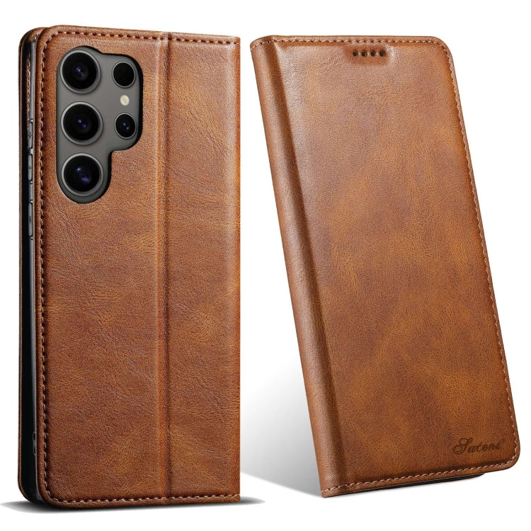 For Samsung Galaxy S24 Ultra 5G Suteni J02 Oil Wax Wallet Leather Phone Case(Brown) - HoMEdemic™ 