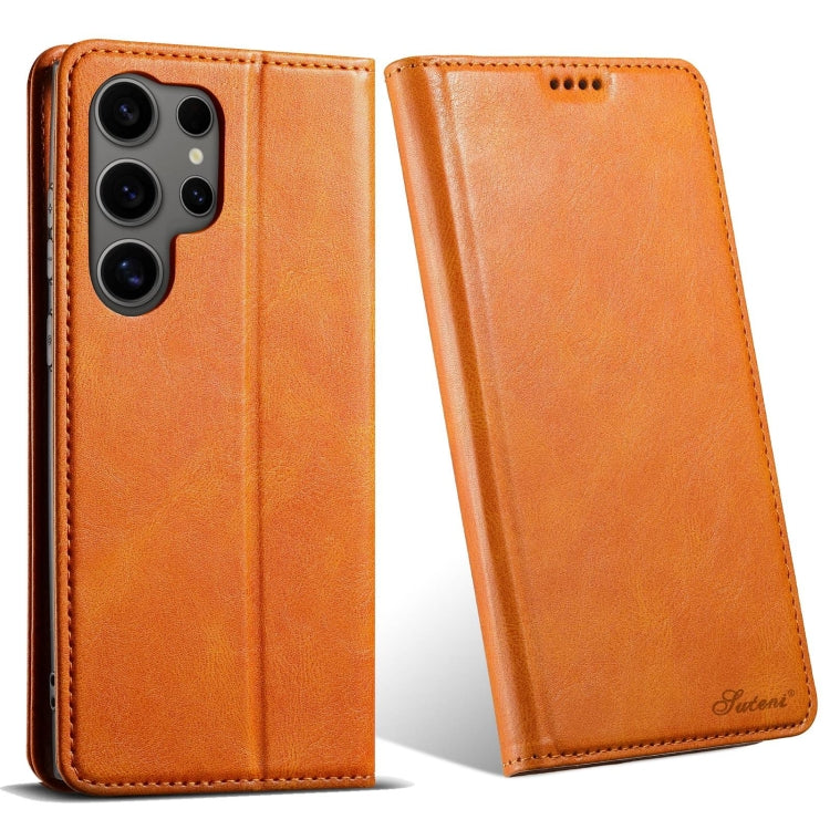 For Samsung Galaxy S24 Ultra 5G Suteni J02 Oil Wax Wallet Leather Phone Case(Khaki) - HoMEdemic™ 