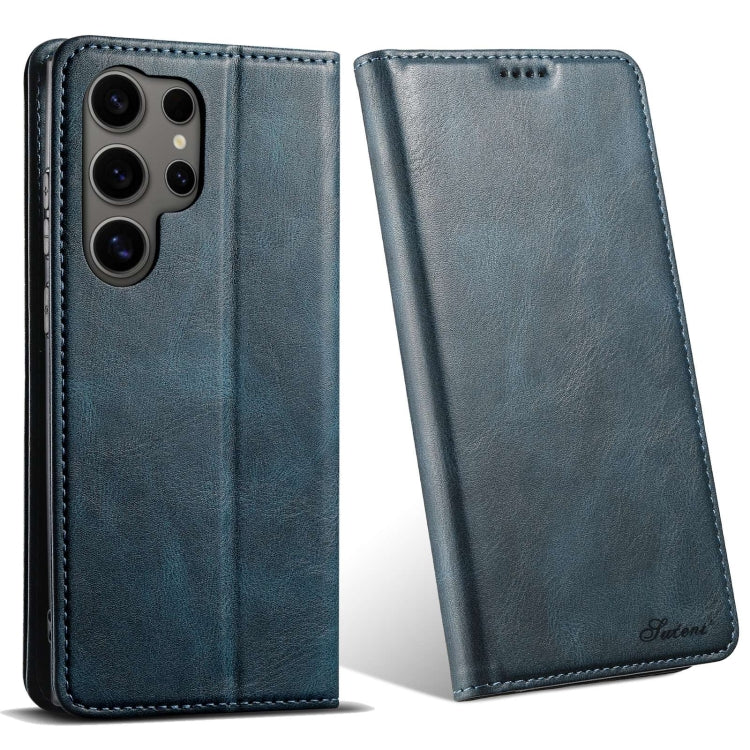 For Samsung Galaxy S24 Ultra 5G Suteni J02 Oil Wax Wallet Leather Phone Case(Blue) - HoMEdemic™ 