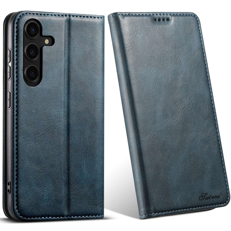 For Samsung Galaxy S24 5G Suteni J02 Oil Wax Wallet Leather Phone Case(Blue) - HoMEdemic™ 
