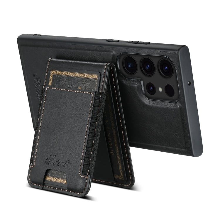 For Samsung Galaxy S24 Ultra 5G Suteni H17 Oil Eax Leather MagSafe Detachable Wallet Phone Case(Black) - HoMEdemic™ 